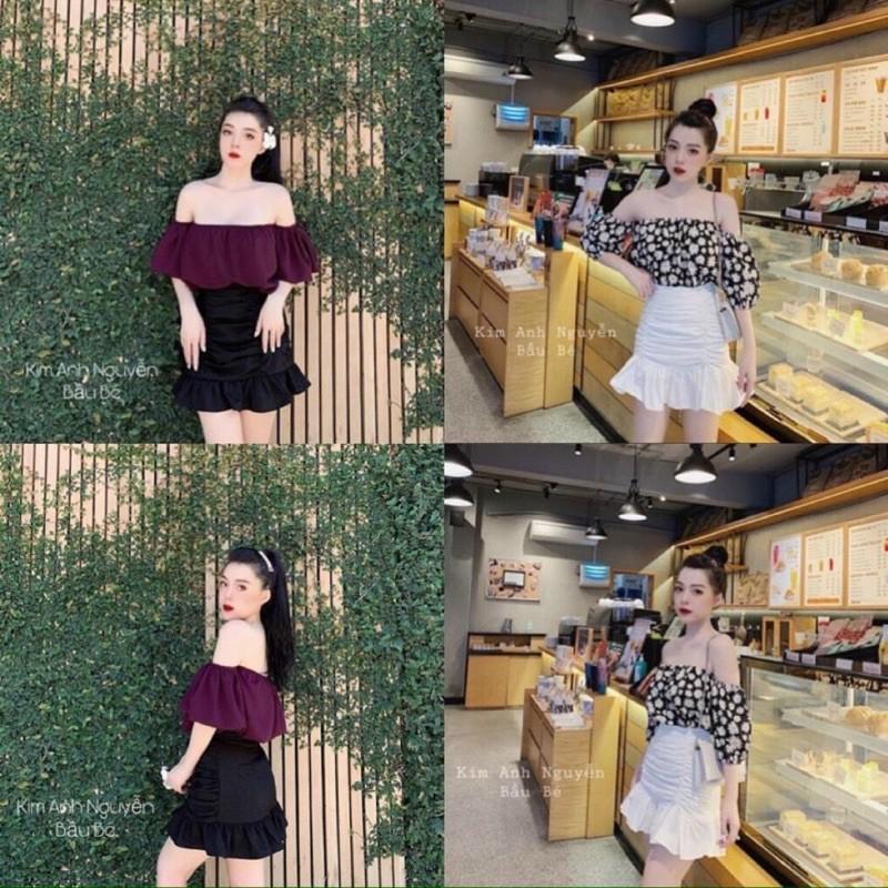 Chân váy hoa đuôi cá dúm QC siêu xinh