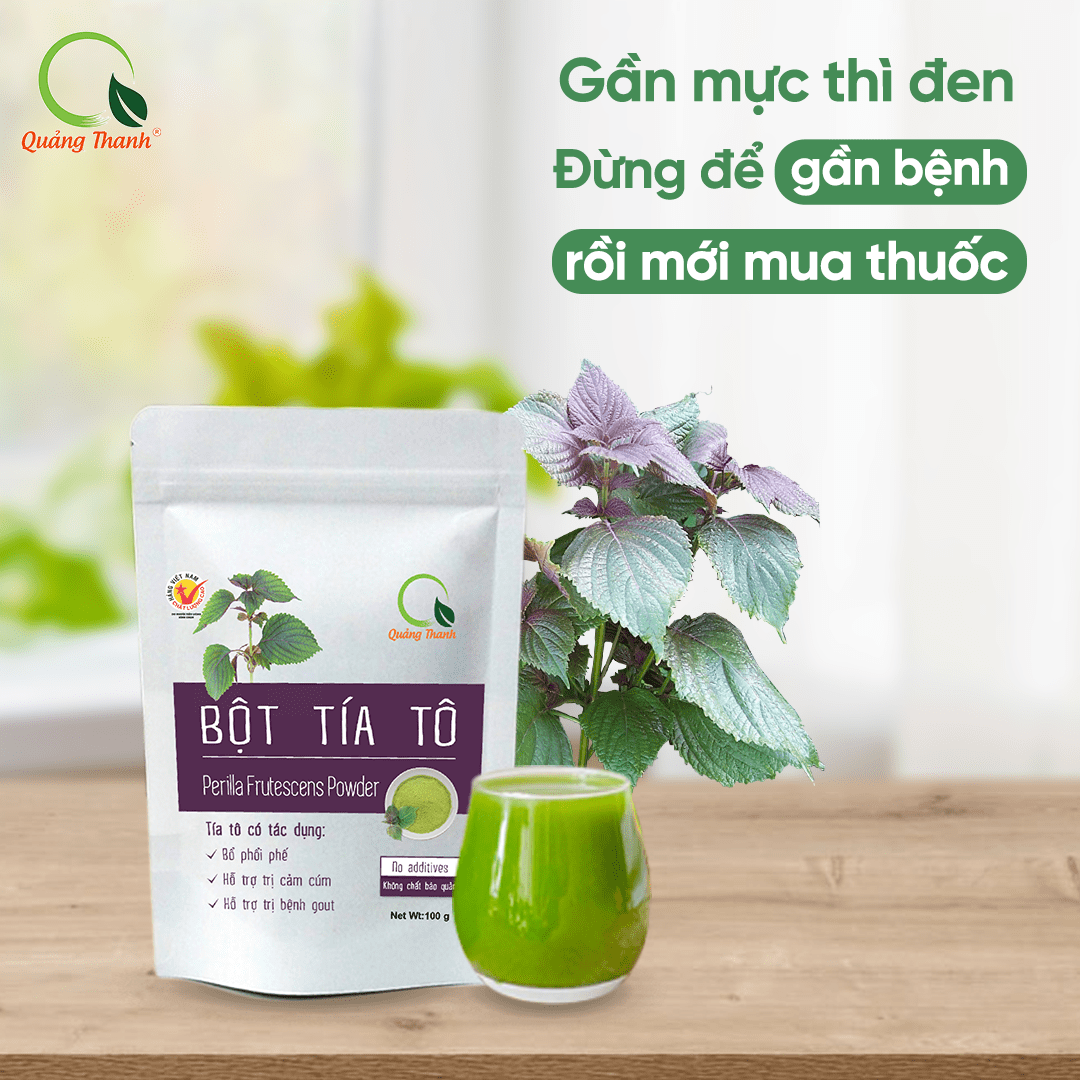 Bột Tía Tô Quảng Thanh 100% Nguyên Chất Sấy Lạnh - Bổ phổi phế, đẹp da, hỗ trợ bệnh Gout - Gói 100 gr