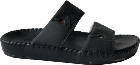 Dép Nam Quai Ngang Da Bò Đế Khâu Viền Thời Trang Màu Đen - TC03864