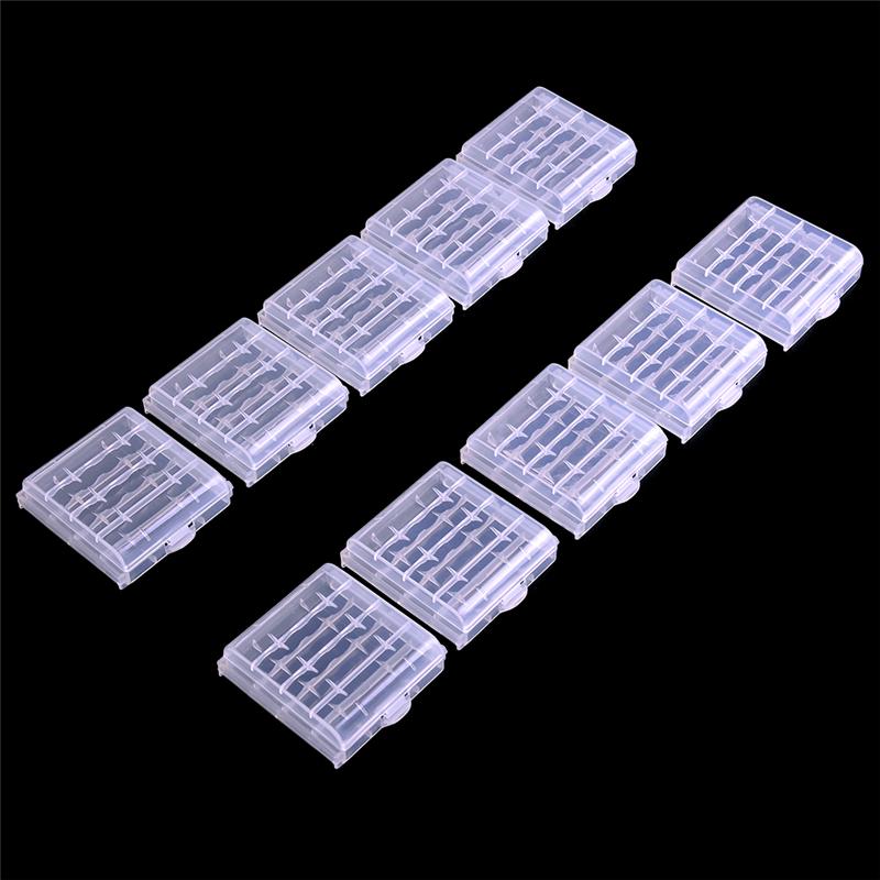 10 Chiếc Nhựa Cứng Pin Ốp Lưng Giá Đỡ Hộp Bảo Quản 4X AA Pin AAA Trắng