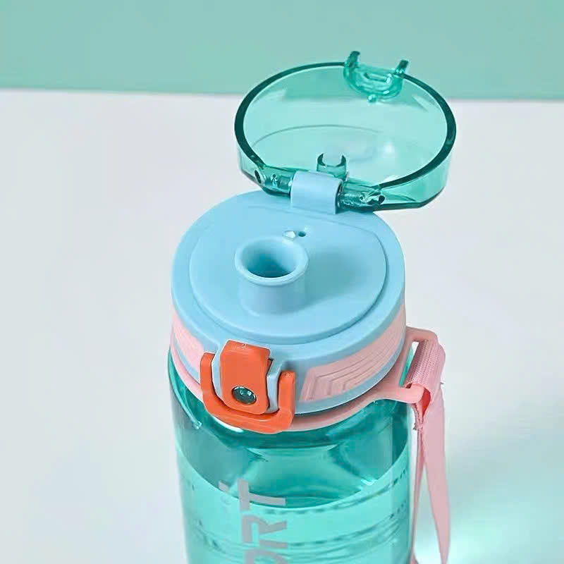 Bình Nước Nhựa Thể Thao 650ml, Dây Xách Tiện Lợi, Bình Nhựa Tập Gym, Chạy Bộ