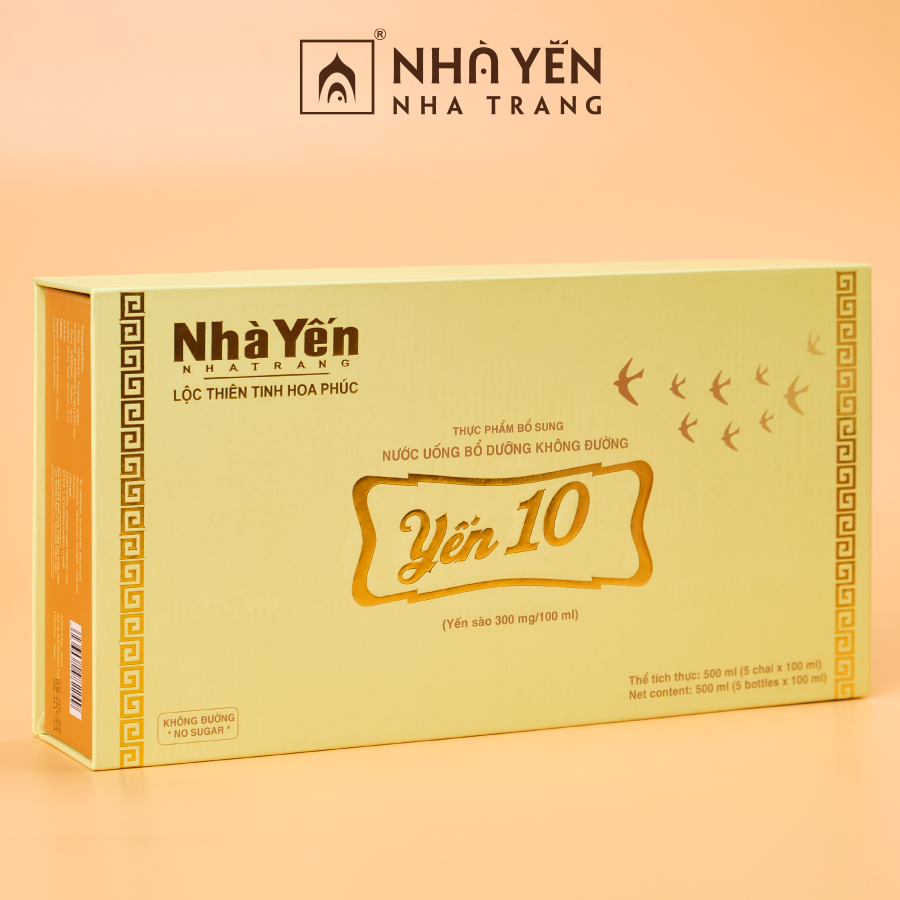 Nước Yến Sào Yến 10 - Nhà Yến Nha Trang - Hộp 5 Chai - Không Đường - Nước Yến Thủy Phân - Tổ Yến Chưng Sẵn - Hàng Chính Hãng