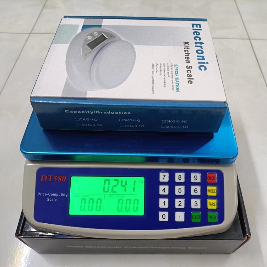 Cân tính tiền điện tử DT-580 màn hình LED xanh dùng pin tiểu