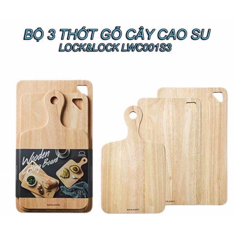 Bộ 3 Thớt Gỗ Cây Cao Su Cao Cấp LWC001S3