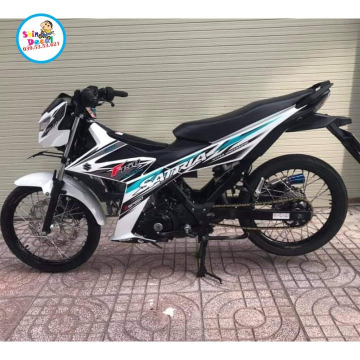 Tem xe satria fi dán xe trắng