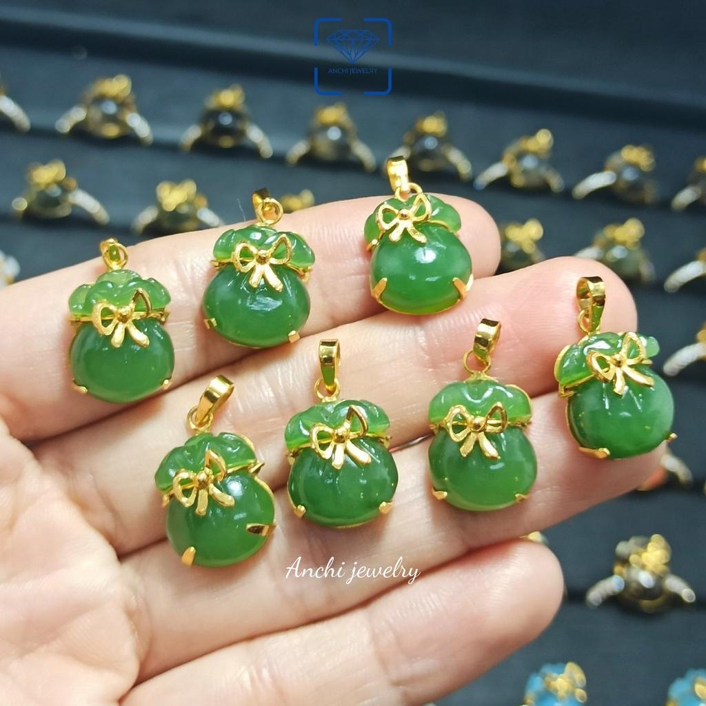 Mặt dây chuyền túi tiền n.g.ọ.c bích phong thủy - tài lộc - hanh thông, Anchi jewelry