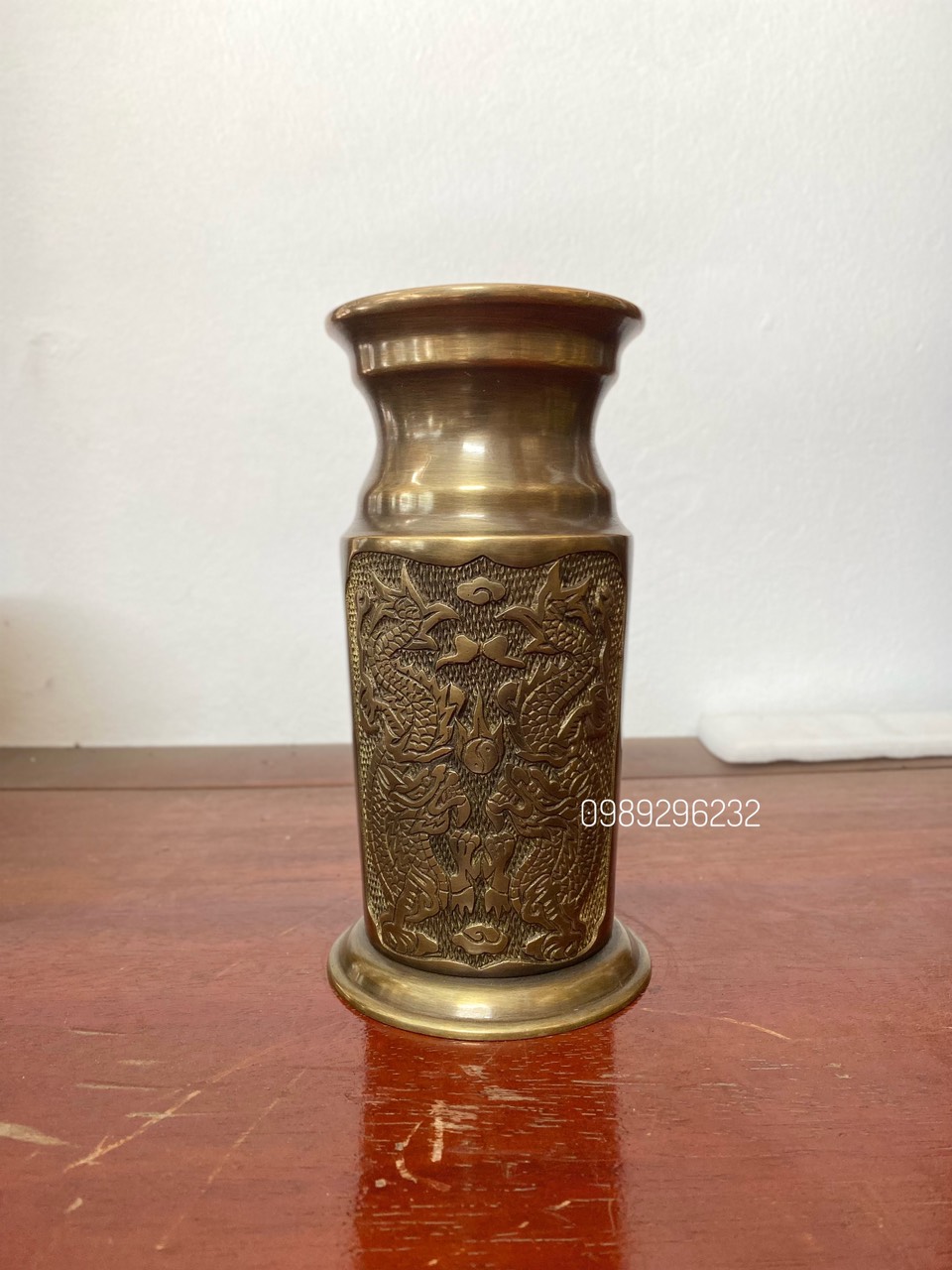 Ống cắm hương nhang bằng đồng hun cao 24cm
