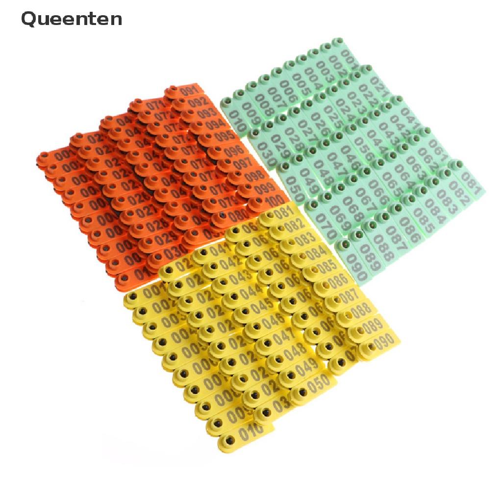 Queenten 100Pcs Goat Sheep Pig Cattle Beef Plastic Livestock Ear Tag Number Tags QT