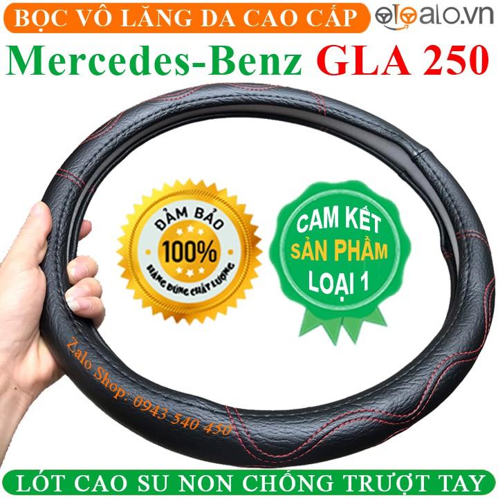 Bọc Vô Lăng Da Xe Mercedes Benz GLA 250 Lót Cao Su Non Cao Cấp Chống Trượt Tay - Màu đen chỉ đỏ - OTOALO