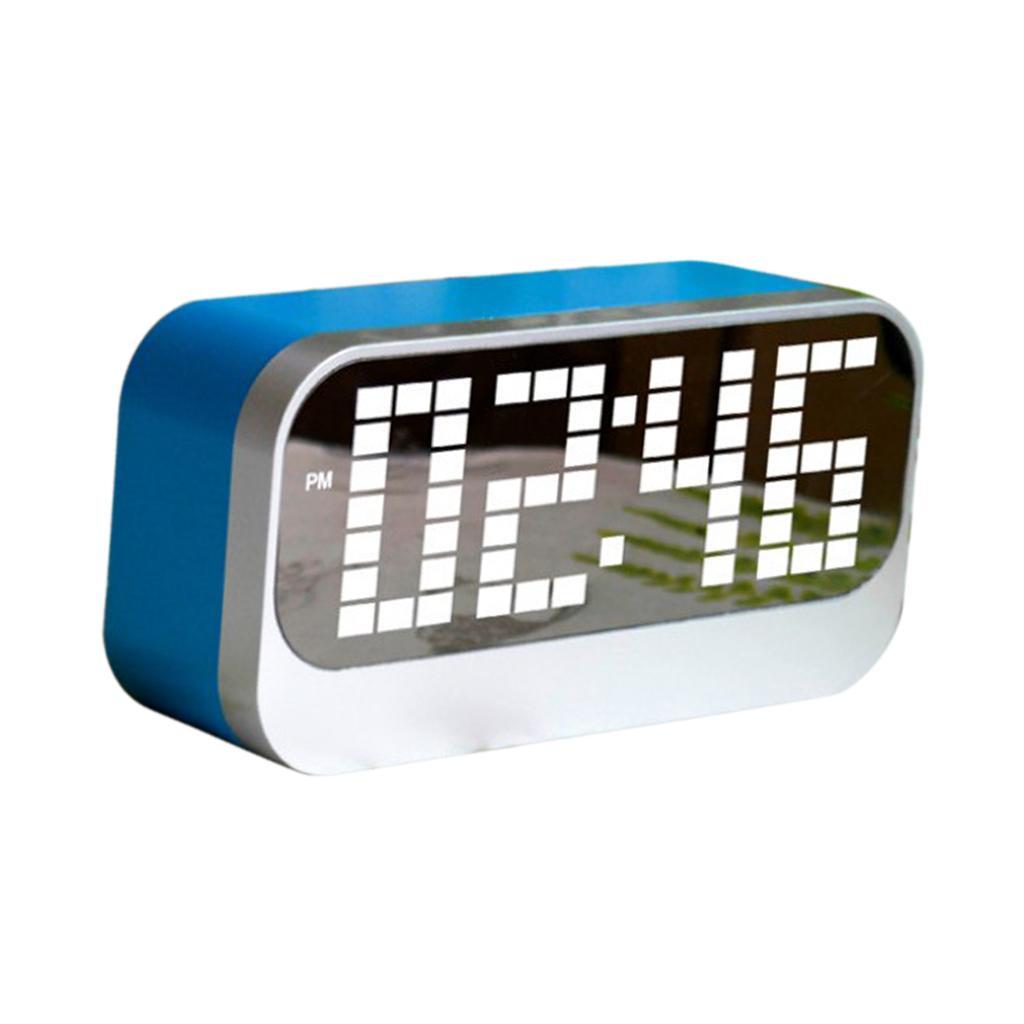 2Pcs LED Desk Alarm Clock - Time Snooze Mirror Temp Calendar Night Mode
