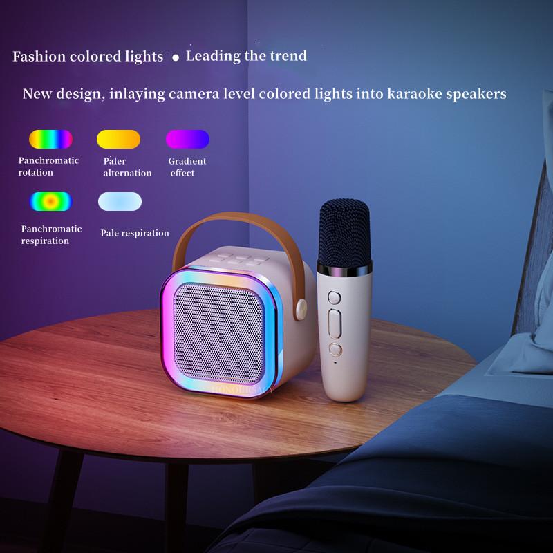 Loa Bluetooth Karaoke Ngoài Trời Mini Di Động Có Thẻ Micro Không Dây Loa Siêu Trầm Âm Lượng Cao Caixa De Som Quà Tặng Trẻ Em Màu sắc: 2 Micrô