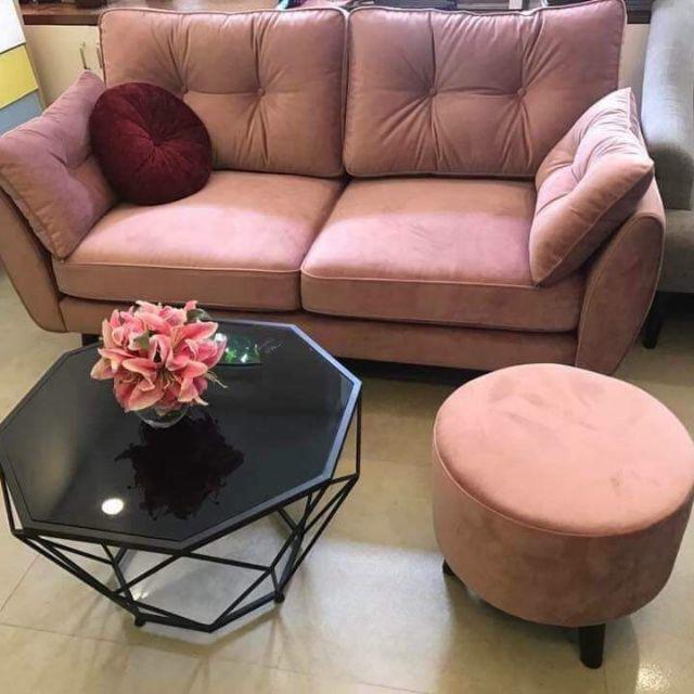 Bộ sofa băng kèm 2 đôn và bàn trà kim cương