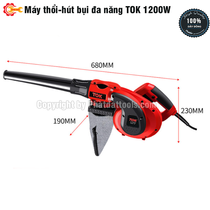 Máy thổi hút bụi 2 chức năng TOK 1200W - Hút thổi siêu khỏe - Bảo hành 6 tháng