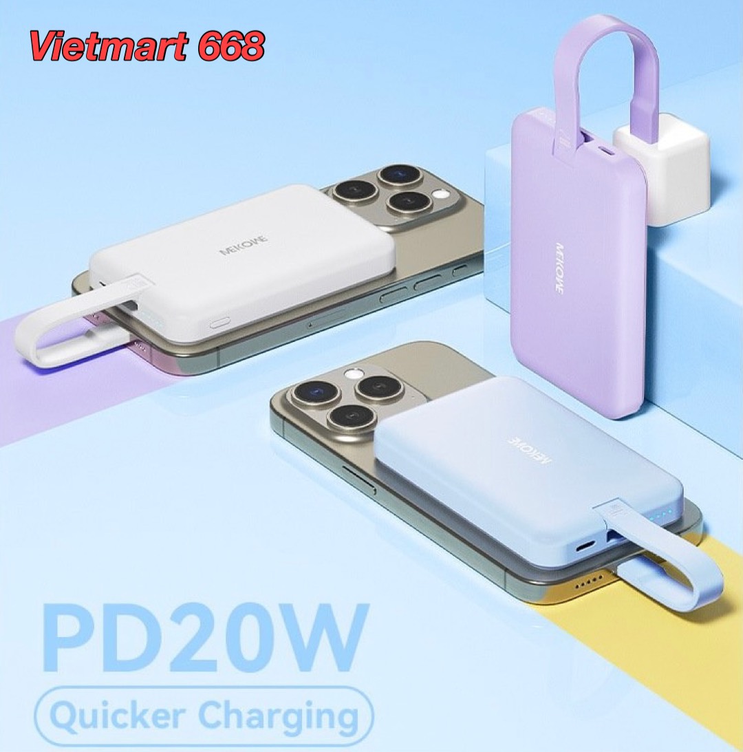 Sạc Dự Phòng Từ Tính Không Dây Đa Năng 10000mAh WEKOME WP-47 - Hỗ Trợ Sạc Nhanh PD 20W, Sạc Không Dây Từ Tính Max 15W - Hàng Chính Hãng