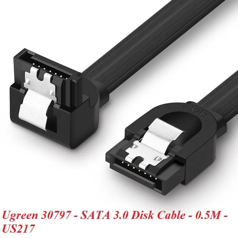 Ugreen UG30797US217TK 0.5M màu Đen Cáp truyền dữ liệu SATA 3.0 đầu gập 90 độ cao cấp - HÀNG CHÍNH HÃNG