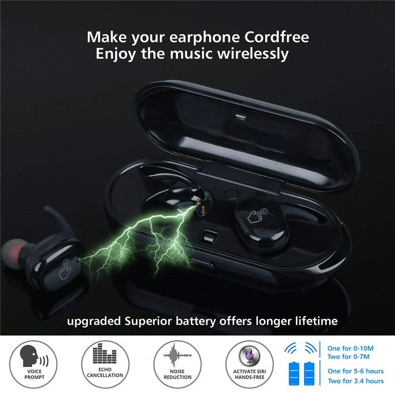 Tai nghe không dây Vitog Y30 TWS kết nối Bluetooth 5.0, chạm điều khiển, âm thanh Hifi sống động, kiểu dáng thể thao tương thích với hệ điều hành Android và iOS