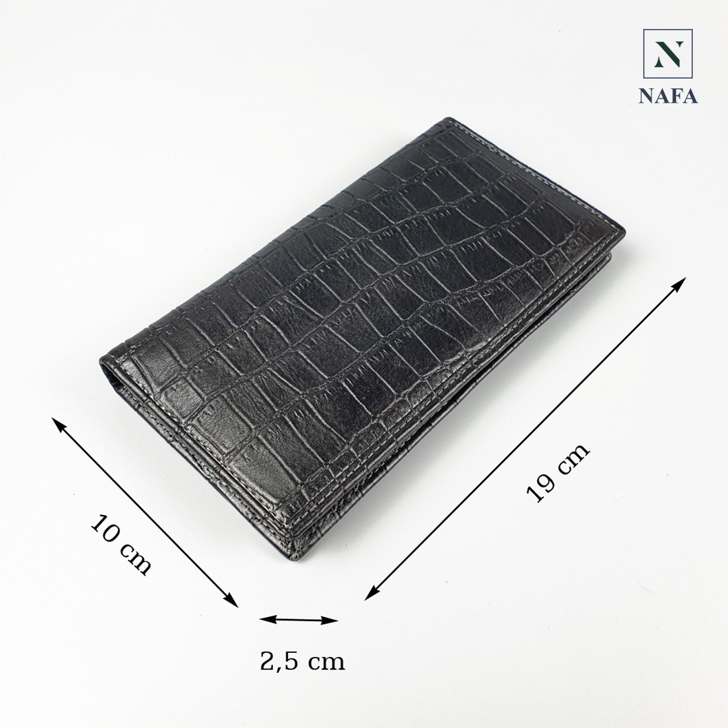 Ví dài cầm tay nam nữ da bò thật vân cá sấu cao cấp NAFA WL123 thời trang sang trọng - BH 3 năm