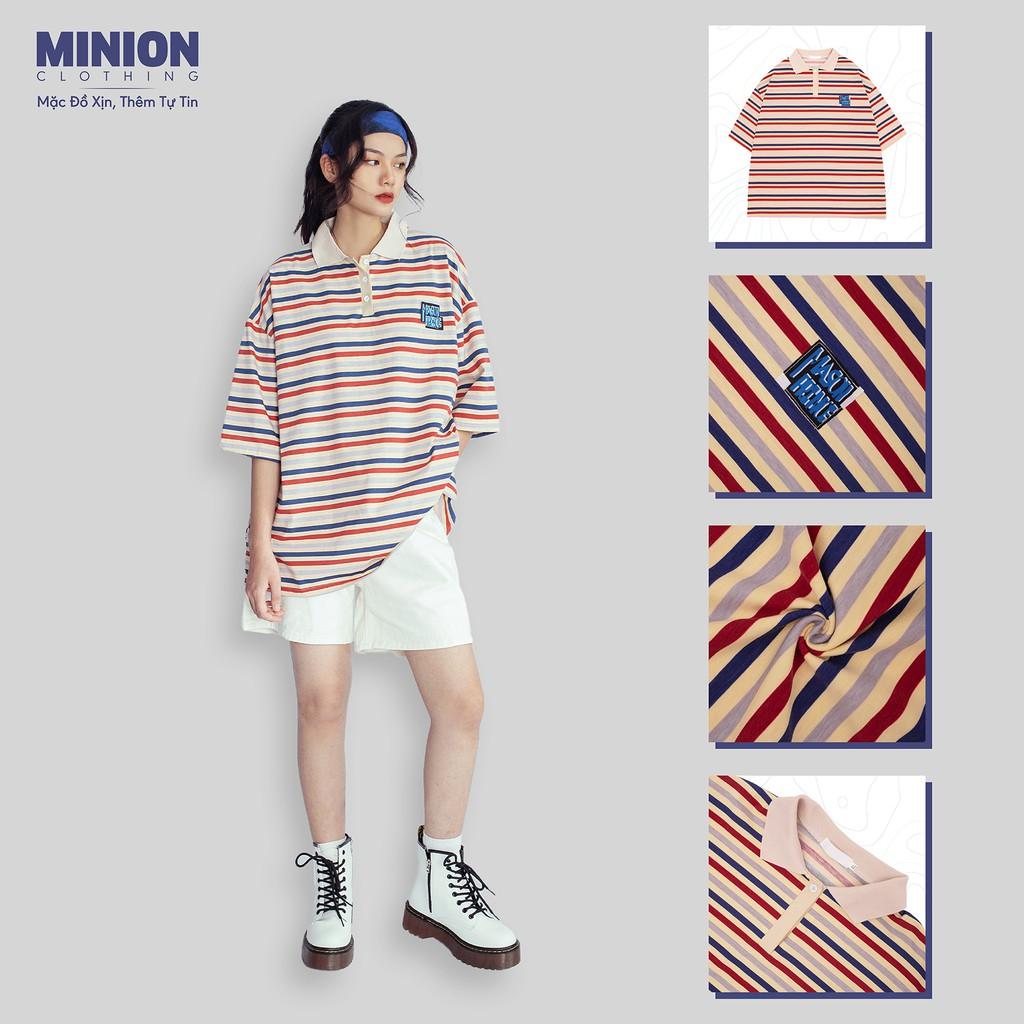 Áo thun polo kẻ tay lỡ MINION CLOTHING phông Unisex nam nữ tee oversize form rộng pull Ulzzang Hàn Quốc vải mềm A2718