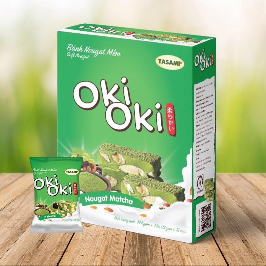 Bánh Nougat - Kẹo Hạnh Phúc Oki Oki Vị Trà Xanh Matcha, Ngọt Nhẹ Tự Nhiên Mềm Dẻo Thơm Ngon (114g/Hộp)