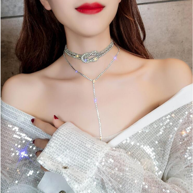 Vòng cổ choker thiết kế độc đáo hình xoắn thả sợi dài