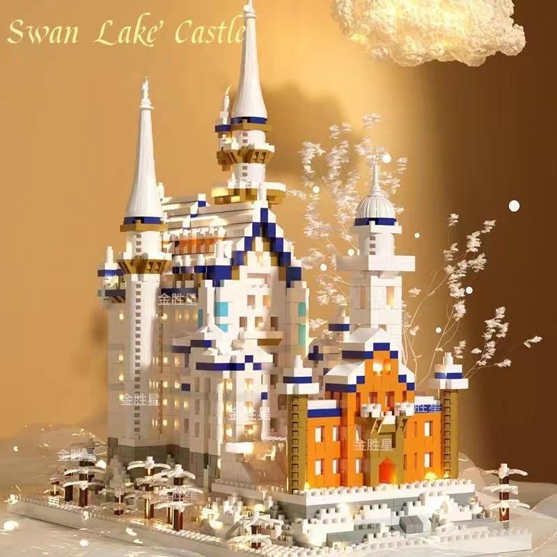 Bộ đồ chơi xếp hình lắp ráp lâu đài kiến trúc Hồ thiên Nga Swan lake Castle Mini block city building