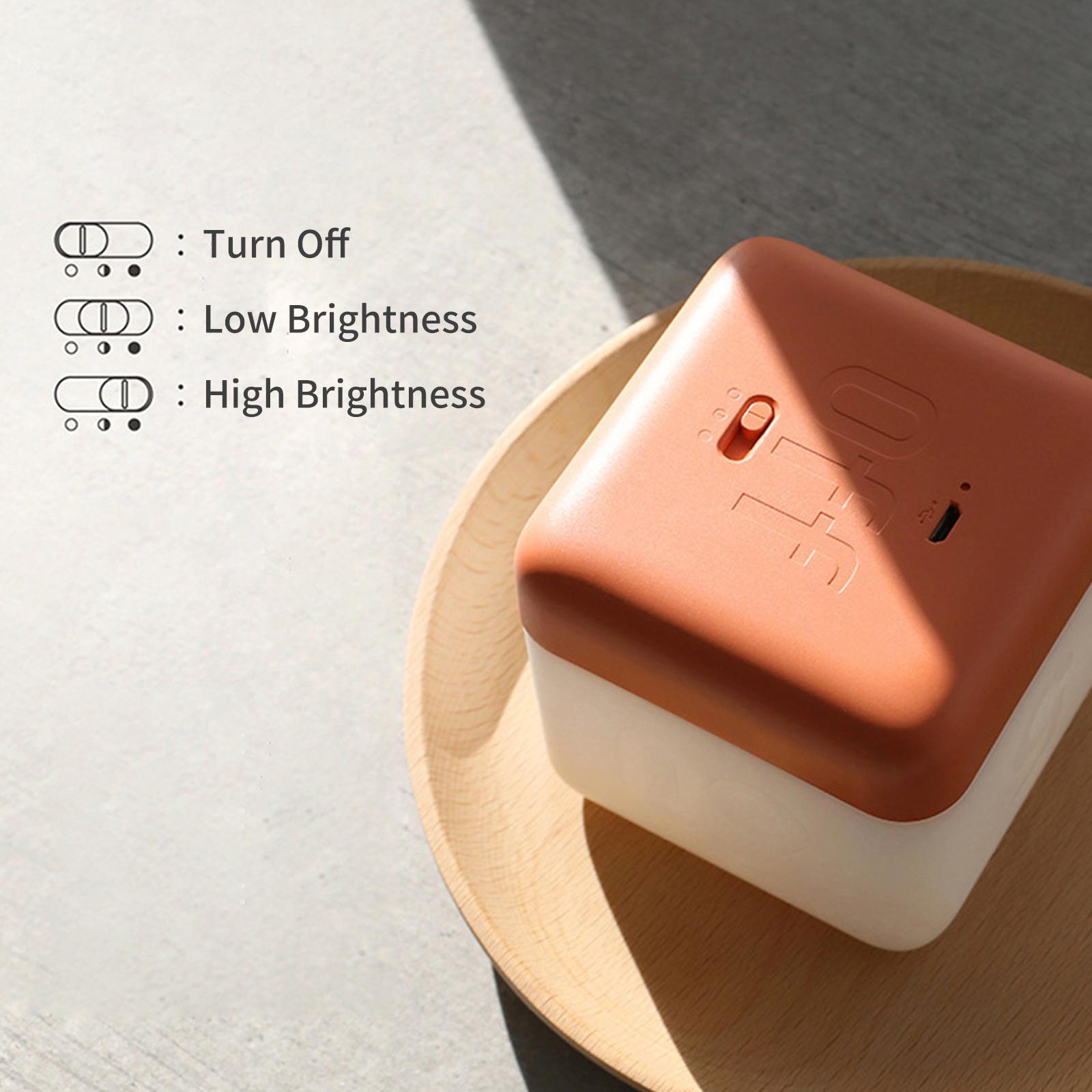 Flip Nightlight Timer Cube Shaped Rechargeable Night Lamp 2 Light Brightness Decorative Beside Lamp USB Rechargeable