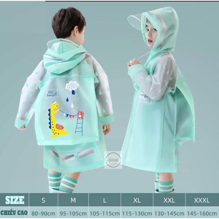 Áo mưa trẻ em cao cấp cho bé trai bé gái, chất liệu EVA an toàn, đủ size đủ màu