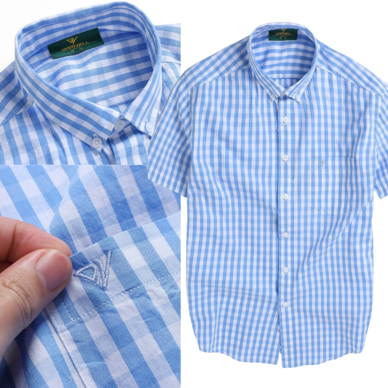Sơ mi nam ngắn tay DARNEL kẻ caro sợi cotton cao cấp mềm mịn DN515