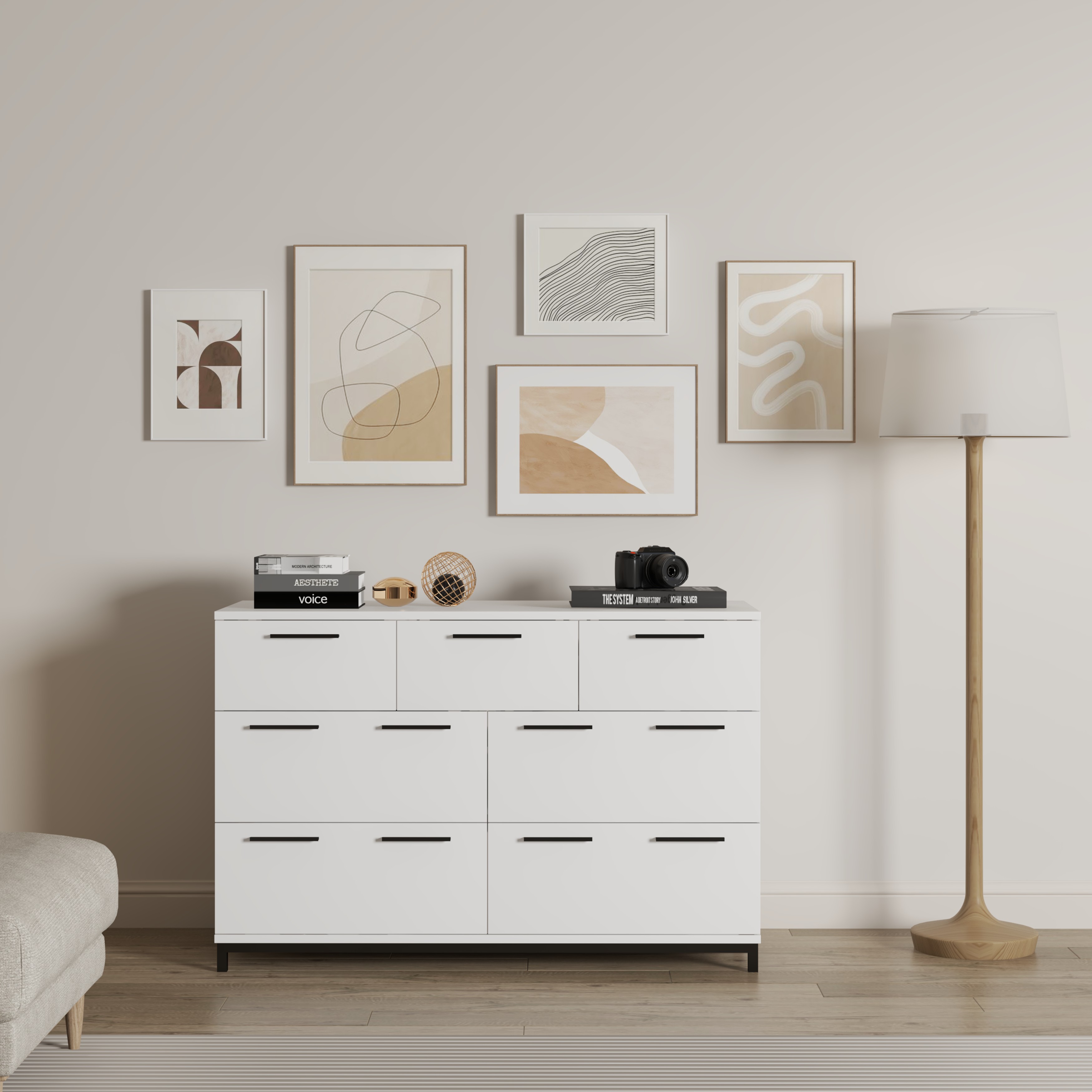 LOUIS , Tủ lưu trữ 7 ngăn kéo - chân sắt , 112cm x 45cm x 74cm , THK_061