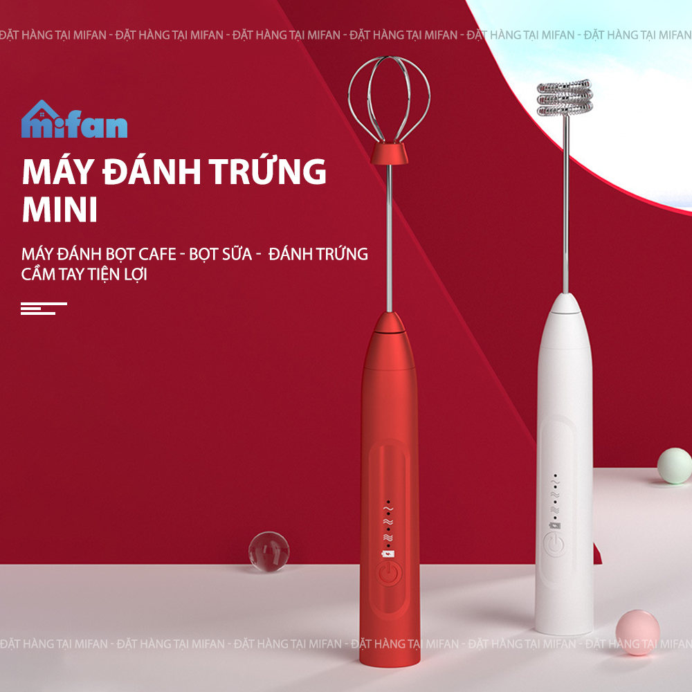 Máy Đánh Trứng Sữa Tạo Bọt Cafe Cầm Tay Mini Pin Sạc Cao Cấp MIFAN 2021 - Nhựa ABS, thép không gỉ - Hàng Chính Hãng