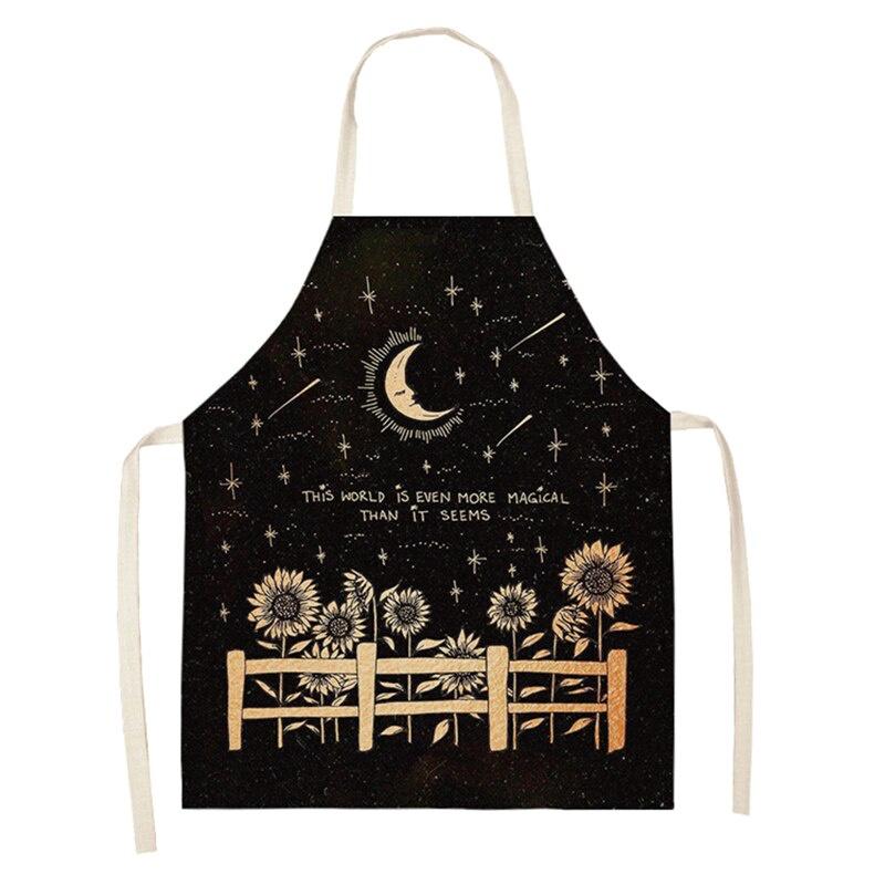 Ladies Men Sunflower Apron Boho Style Oil Proof Kitchen Apron for Cooking Baking Gardening