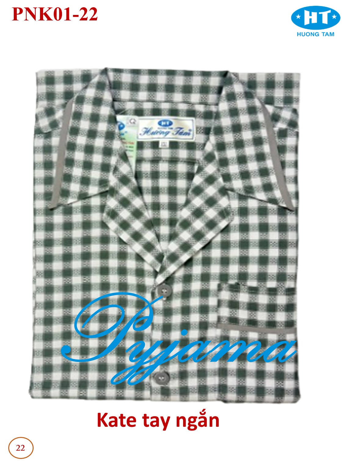 Bộ Pyjama HUONGTAM Kate  tay ngắn nam cao cấp(PNK02N16). Chất liệu Kate loại tốt:  mềm mại, thoáng mát, không phai màu