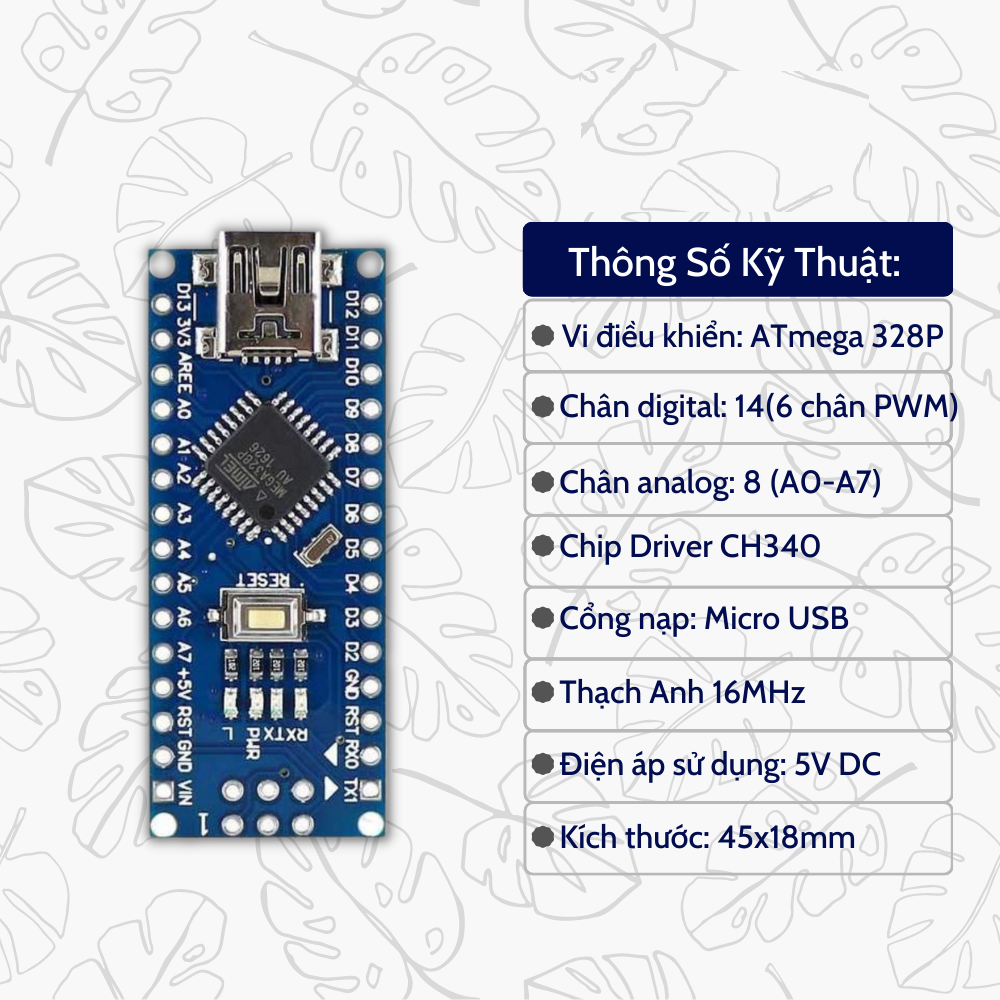 Module arduino NANO V3.0 Atmega328P CH340