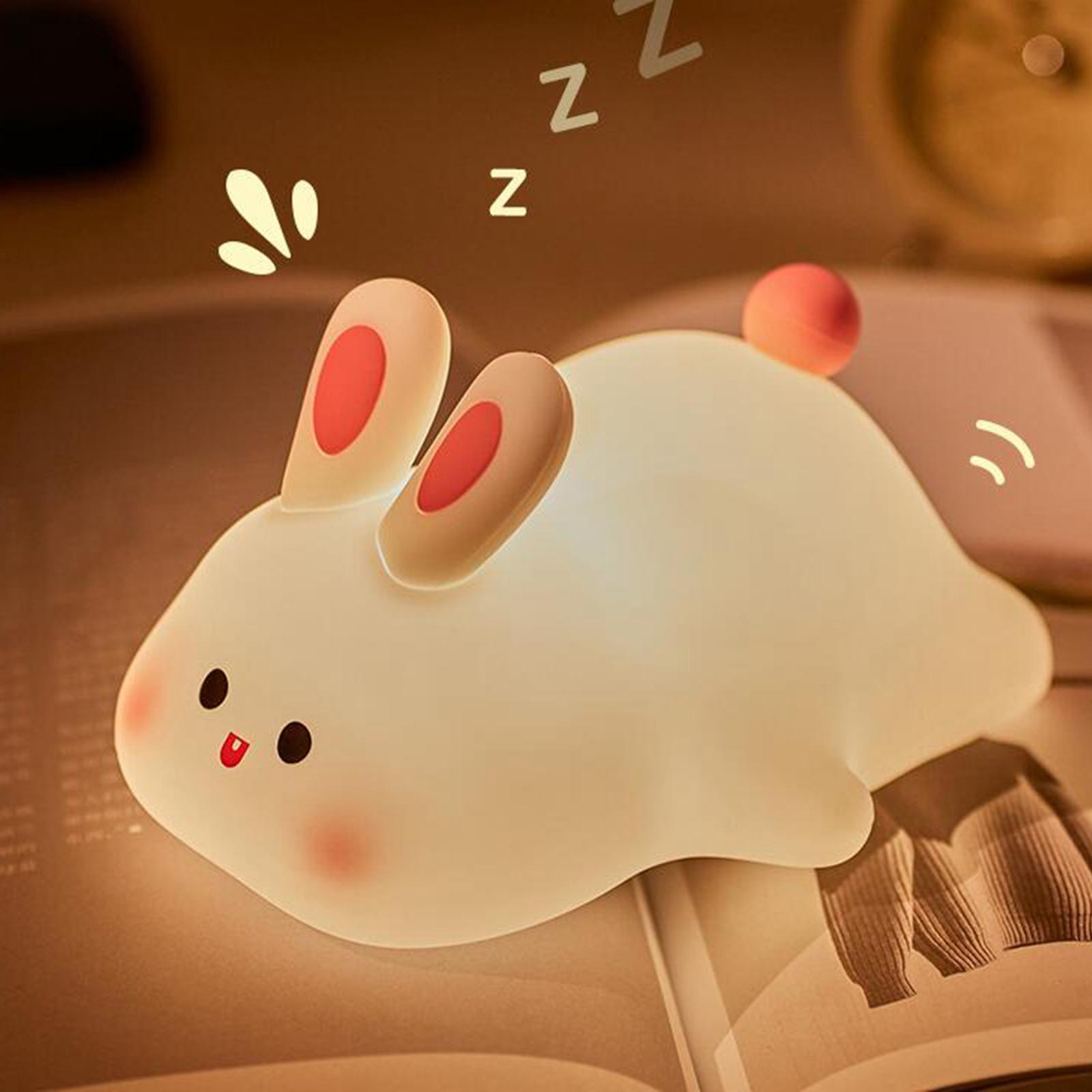 Rabbit Night Light Kids LED USB Bunny Bedside Lamp for Sleeping Bedroom Home