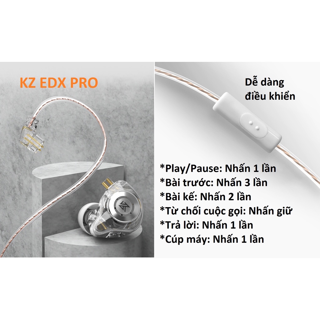 Tai nghe chân cắm 3.5mm tích hợp mic KZ EDX PRO - Hàng chính hãng