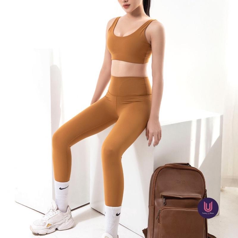 Quần Thể Thao Tập Gym Yoga Unique Mustard Legging Vàng Mù Tạt (cạp cao, co giãn 4 chiều, chất liệu cao cấp)