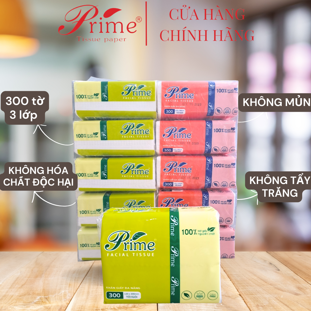 Giấy ăn PRIME 300 tờ 3 lớp giấy rút đa năng