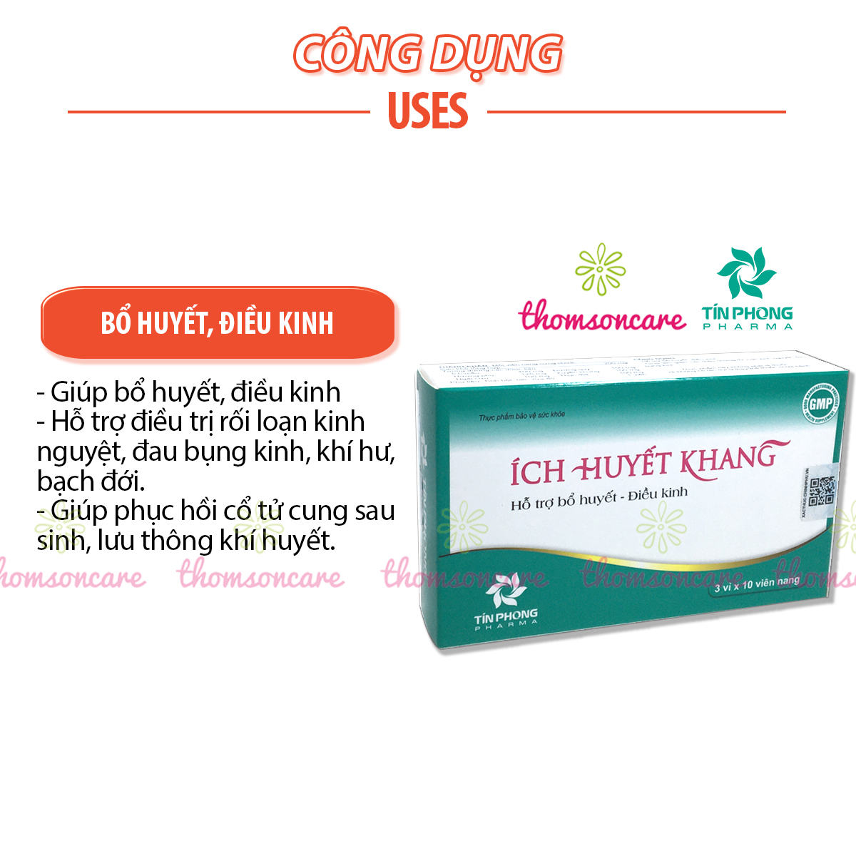 Ích Huyết Khang - Hỗ trợ giảm rối loạn, điều hòa kinh nguyệt từ cao íchh mẫu, ngải cứu và thảo dược