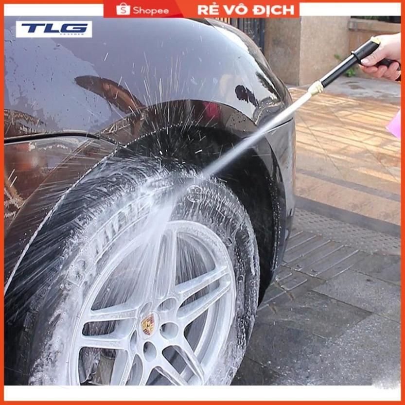 Bộ dây và vòi xịt rửa xe tưới cây tăng áp,vòi xịt rửa,vòi tưới cây 810-2498 (dây xám- cút nối xanh)