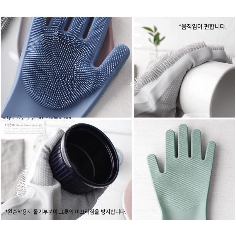 GĂNG TAY SILICON KIÊM MIẾNG RỬA BÁT 2 TRONG 1