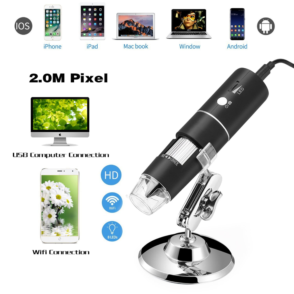 Kính hiển vi kỹ thuật số không dây Terino WF1000X (Phóng đại 50x-1000x)- Hàng chính hãng