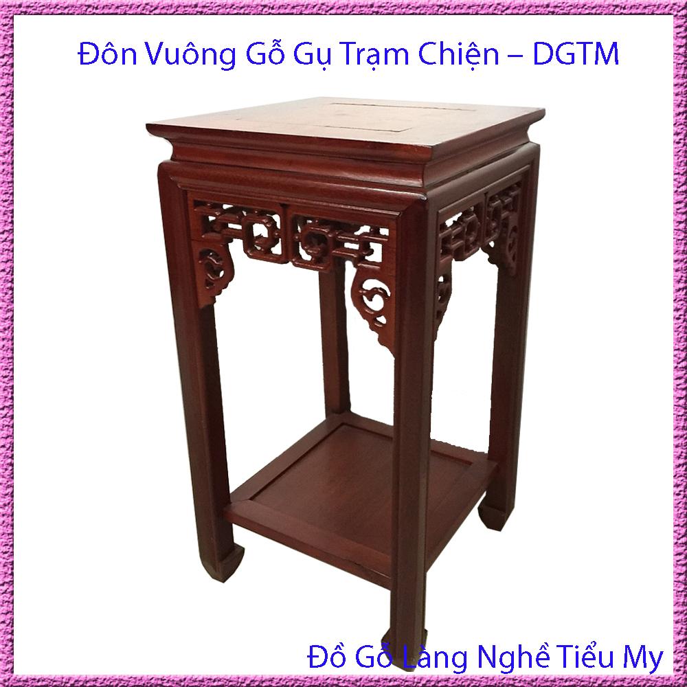 Đôn Vuông Gỗ Hương Trạm Chiện Kích Thước 30 X 30 x 80cm