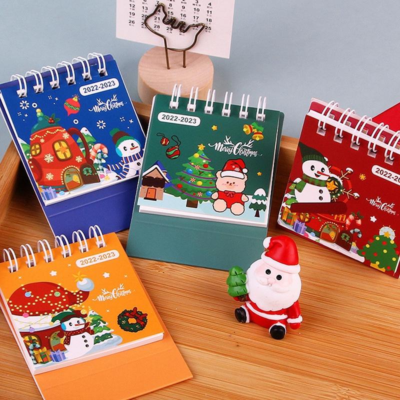 Lịch 2022-2023 Mini Để Bàn Họa Tiết Hoạt Hình Phong Cách Giáng Sinh
