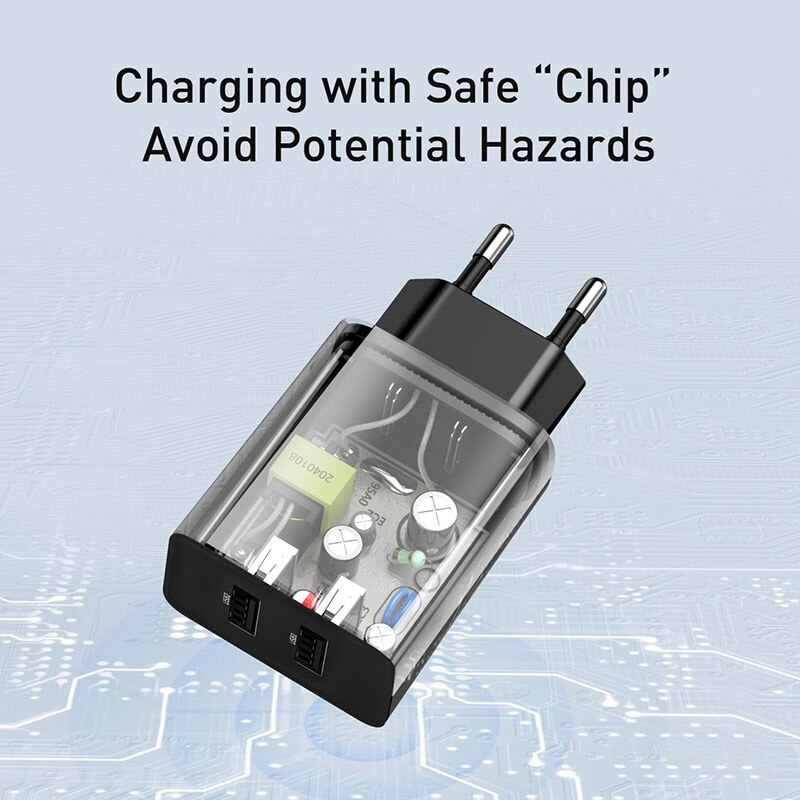 Bộ sạc 2 cổng USB Baseus Speed mini Dual U Travel Charger 10.5W - Hàng chính hãng