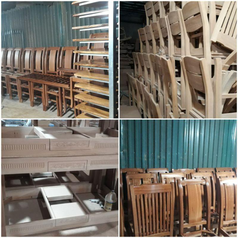 Bộ Bàn Ăn Mặt Nan 80x1m6 Gỗ Xoan Đào 100% ( Hàng Kĩ)