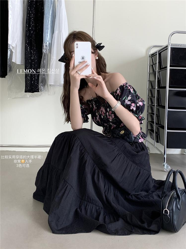 TOBE1SHOP Váy dài chữ A kiểu Pháp, váy dài, váy gió, váy dài, váy rộng, váy nửa người.