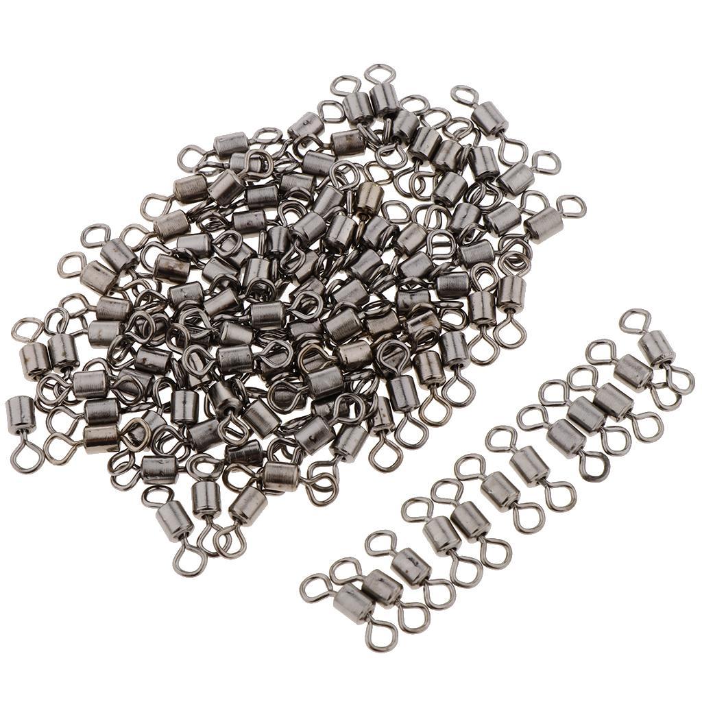 2-4pack 100pcs Fishing Barrel Bearing Rolling Swivel Solid Ring Connector Snap 8