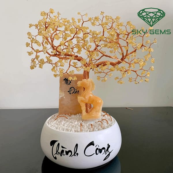 Cây Tài Lộc Thạch Anh 40cm Mã Đáo Thành Công trang trí phòng khách, bàn làm việc, phòng ngủ