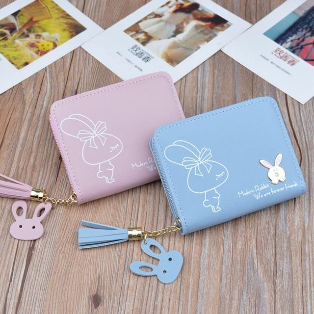 Ví Bóp Nữ Mini Hàn Quốc Da Mềm Họa Tiết Thỏ Đẹp VN15