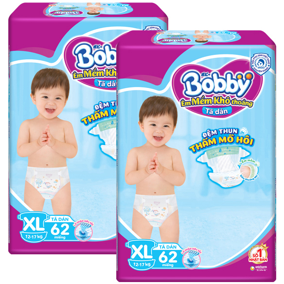 Combo 02 Tã dán Bobby siêu thấm - khô thoáng